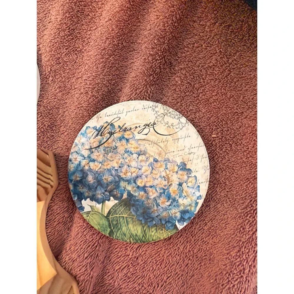 Set of 5 Tropical‎ Beach Absorbent Stone Coasters with Wood Holder Multicolor